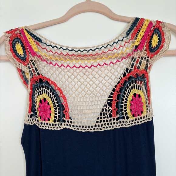 Navy maxi dress with crochet back - Picture 2 of 2